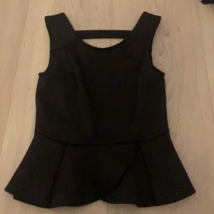 Black Peplum Top, Backless Accent